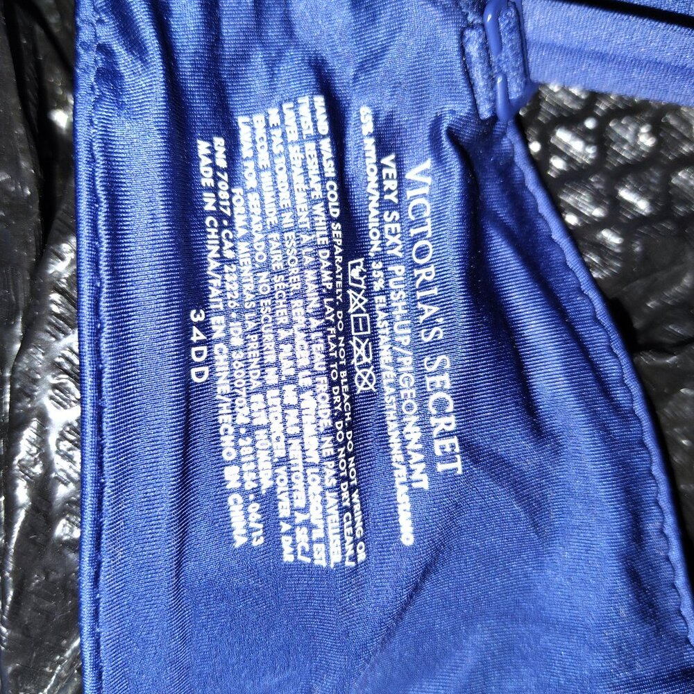 Victoria's Secret Size 34 DD Very Sexy Push-Up Bra Dark Blue Sexy Sparkle - Picture 7 of 7